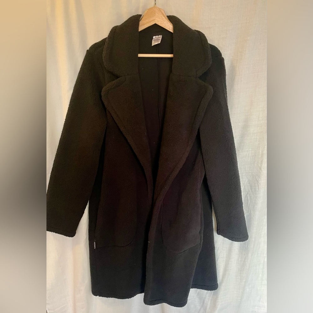 Jockey Long Sherpa Open Front Jacket – Large / Black